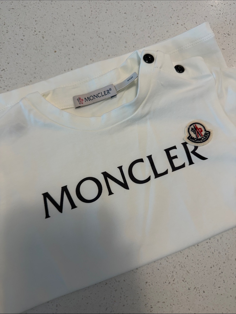 Moncler White Logo Short Sleeve Kids Tee